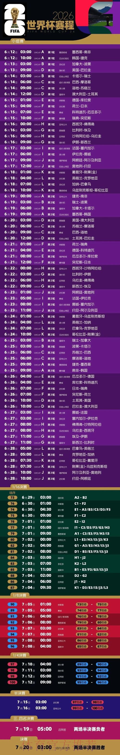 2026世界杯赛程官方发布全程直播直播平台